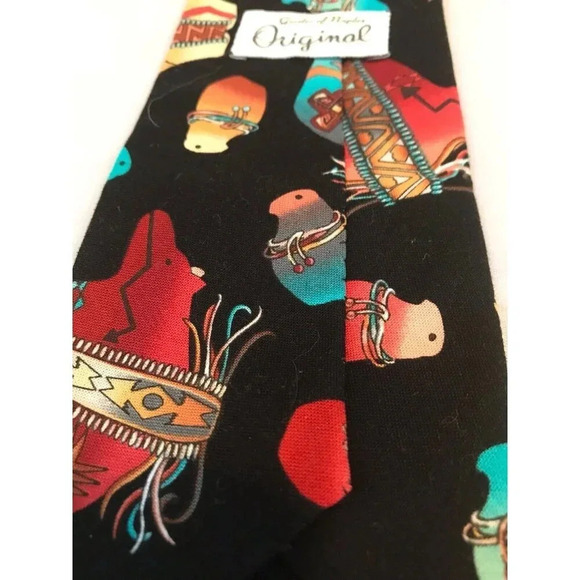 Southwestern Native Fetish Carvings Bear Wolf Geisler Of Naples Classic Neck Tie - Picture 3 of 4